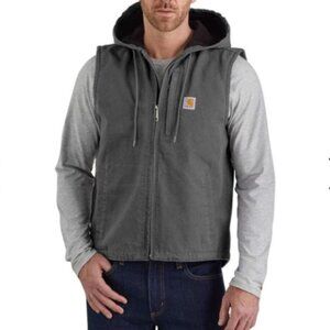 Carhartt Knoxville Men’s Grey hooded fleece insulated vest Large Tall